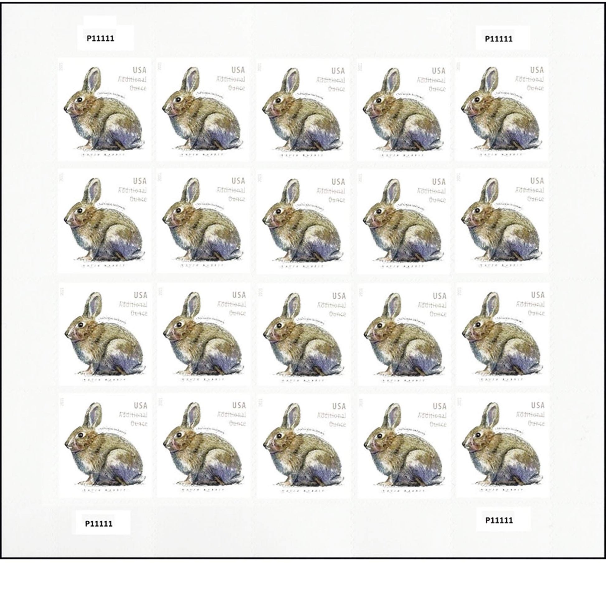Brush Rabbit 2021 - 5 Sheets / 100 Pcs - USTAMPS