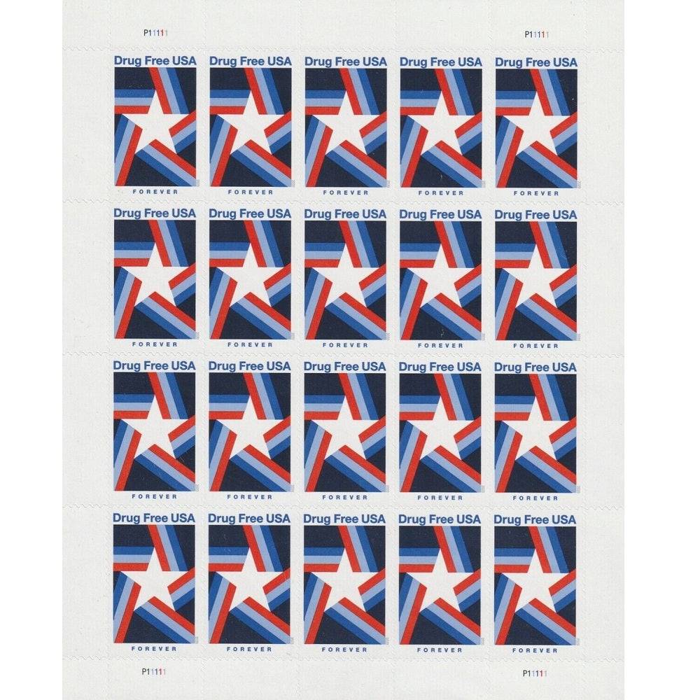 Drug Free USA One Sheet of 20 Stamps Forever Rate