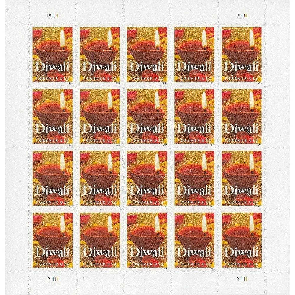 Diwali 2016 - 5 Sheets / 100 Pcs - USTAMPS