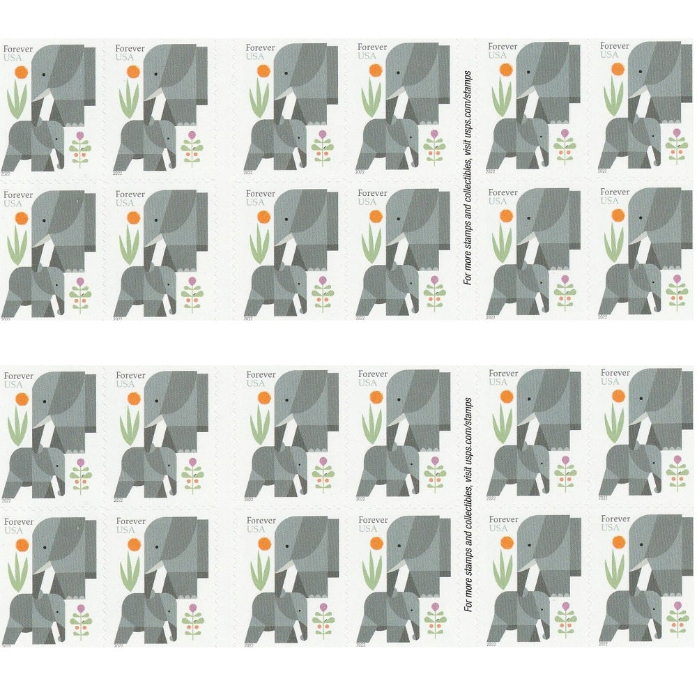 Elephants 2022 - 5 Booklets / 100 Pcs - USTAMPS