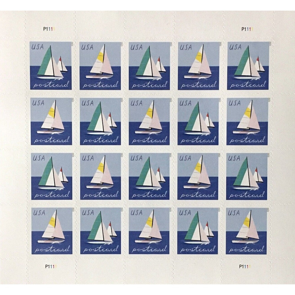 Sailboats Postcard 2023 - 5 Sheets / 100 Pcs