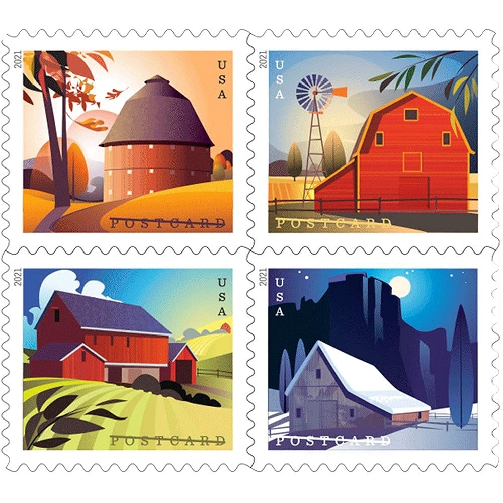 Barn Postcard 2021 - 5 Sheets / 100 Pcs - USTAMPS