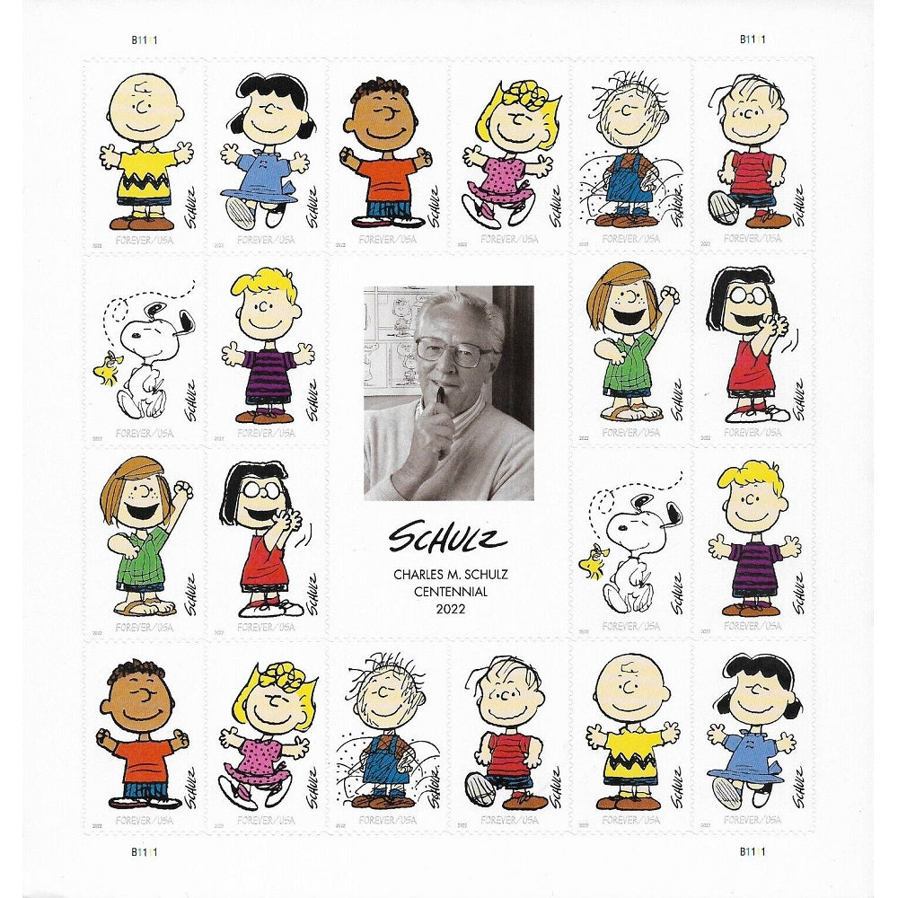 Charles M. Schulz 2022 - 5 Sheets / 100 Pcs - USTAMPS